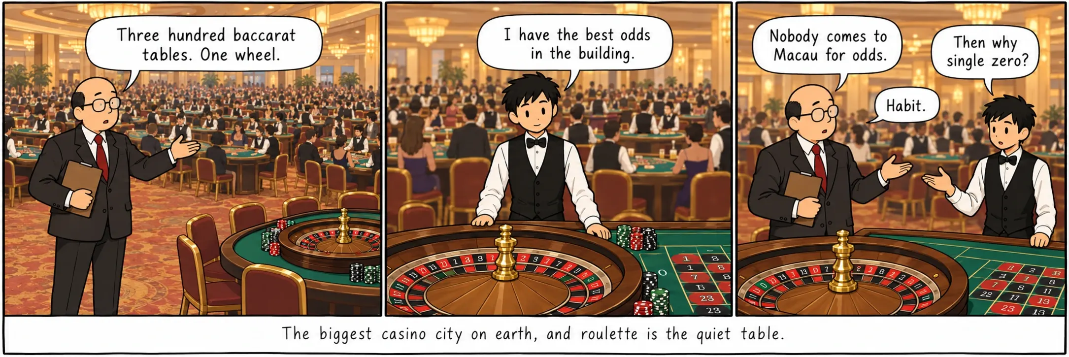 Jordens største casinoby, og roulette er det stille bord.
