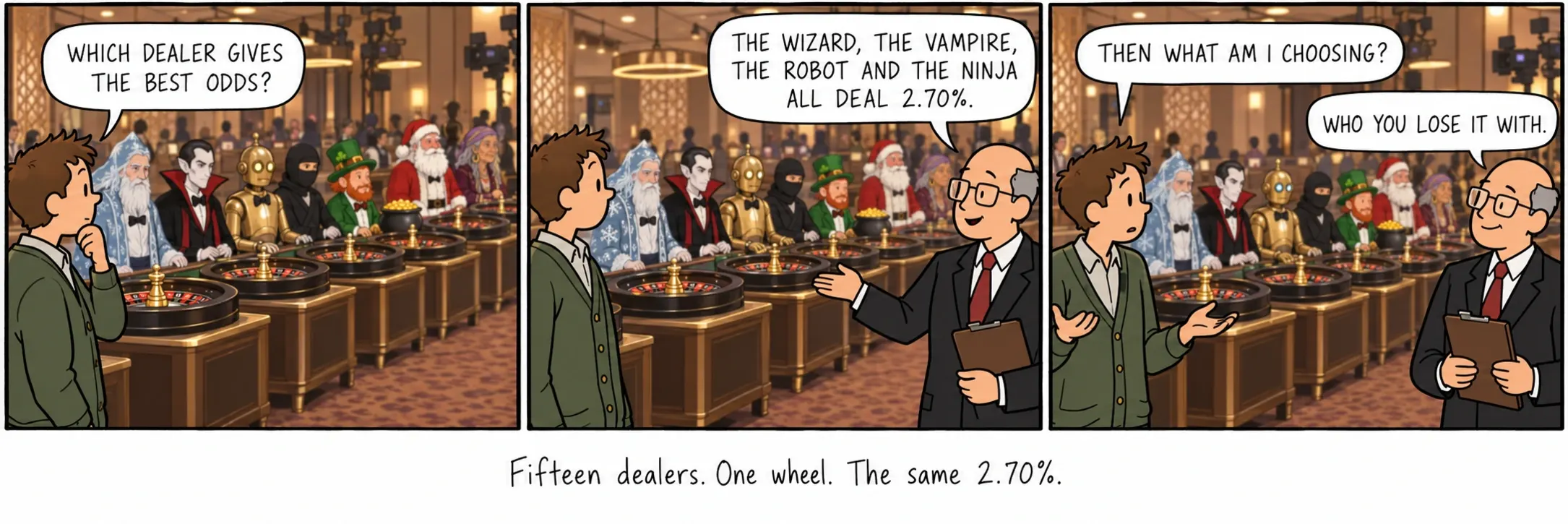 Femten dealere. Ét hjul. De samme 2,70%.